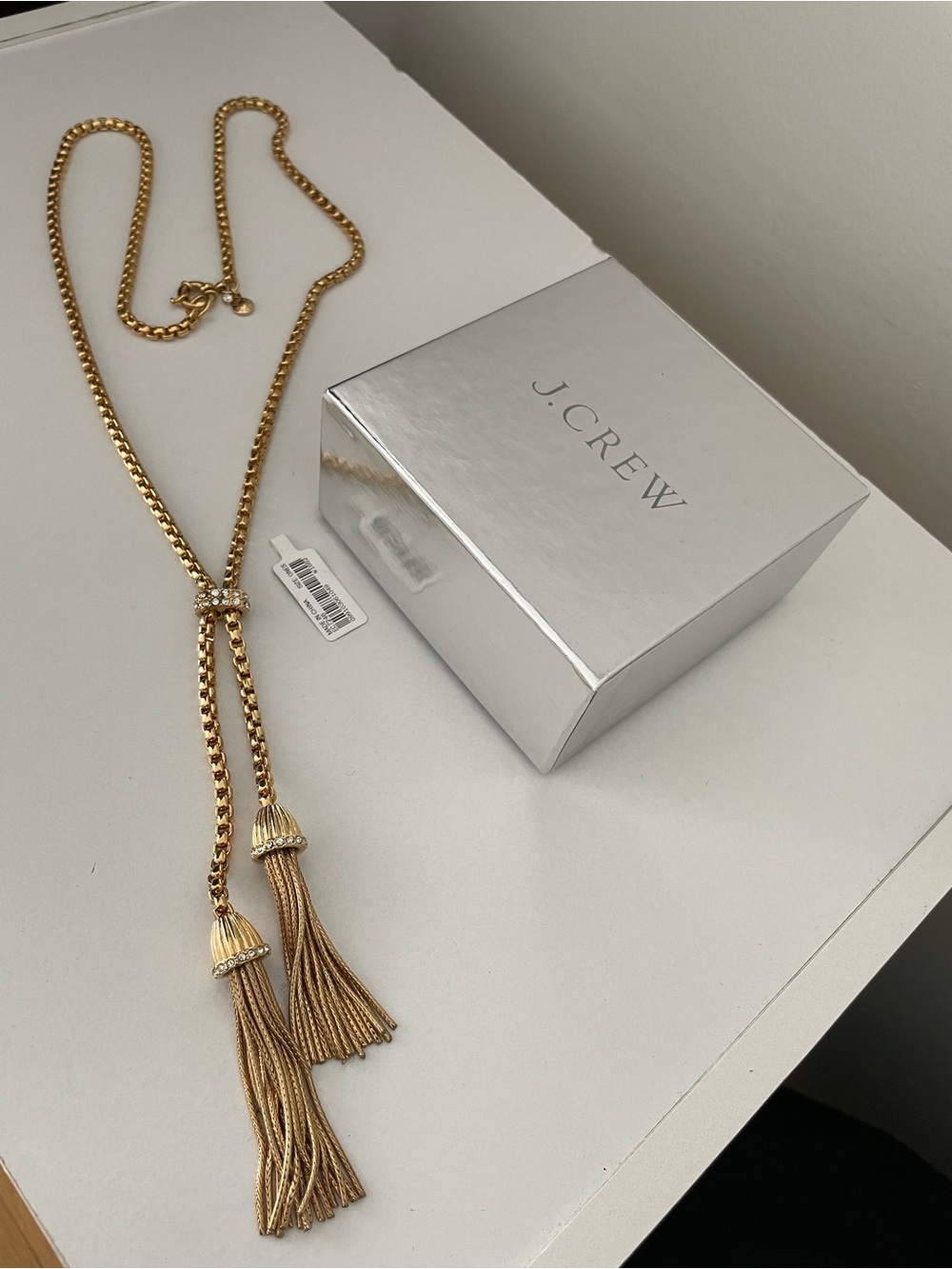 JCrew Gold Double Tassel Necklace with box - NWT!